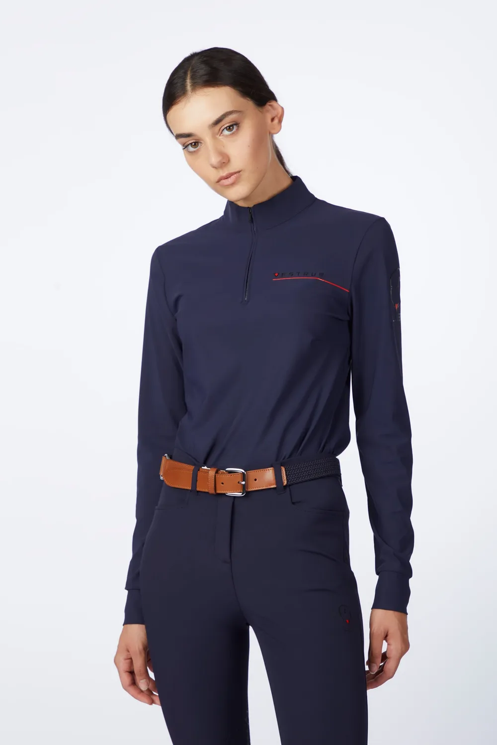 Vestrum Lyra trainingsshirt dames robijnrood ritskraag