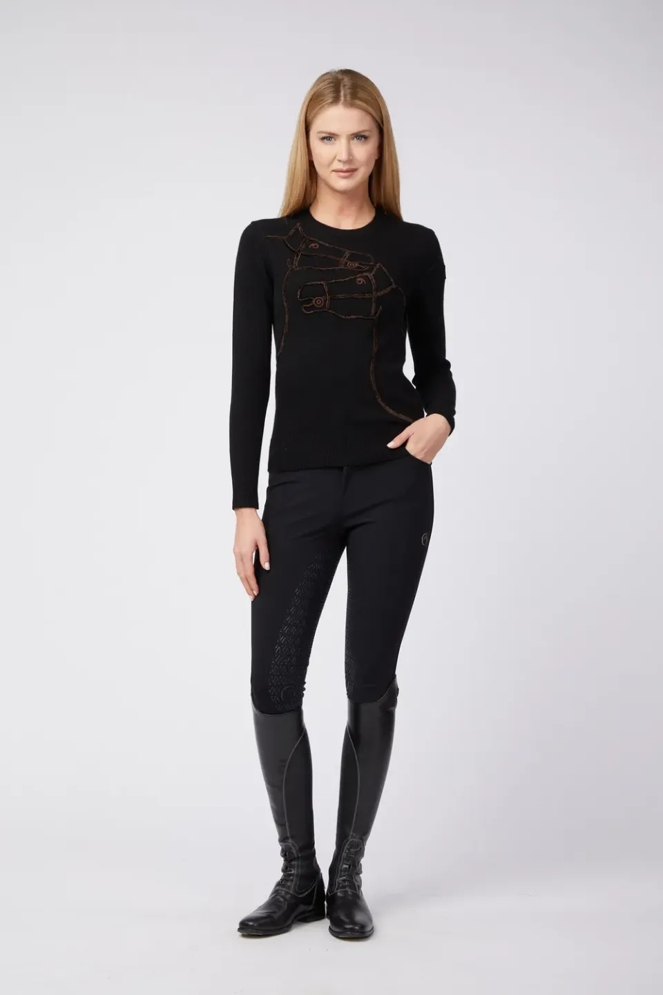 Vestrum Oulu trui dames wol cashmere paard