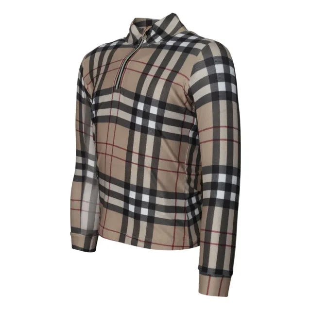 Dapplebay Holiday Plaid Kid's 1/4 Zip rijshirt Tan ruit