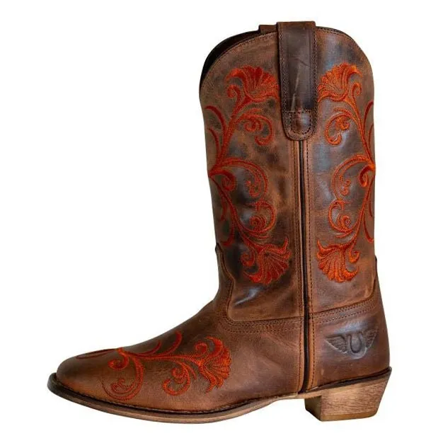 TuffRider Signa western laarzen leer bruin square toe