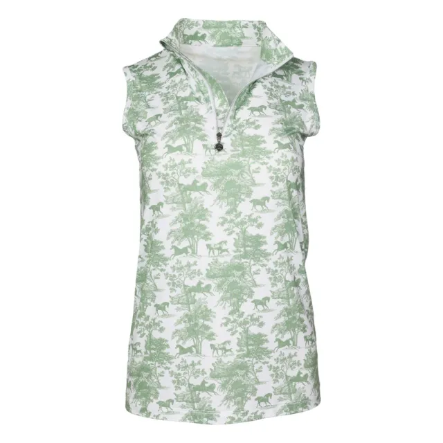 Dapplebay Equestrian Toile 1/4 Zip rijtop groen mouwloos