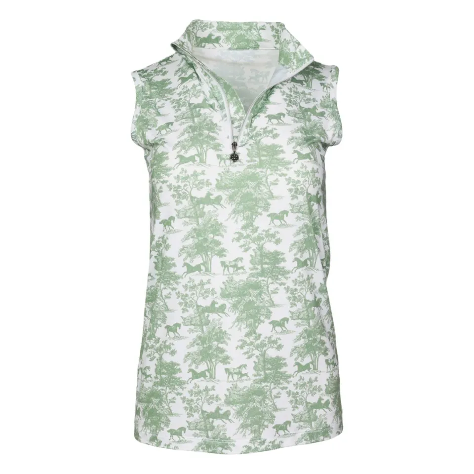 Dapplebay Equestrian Toile 1/4 Zip rijtop groen mouwloos