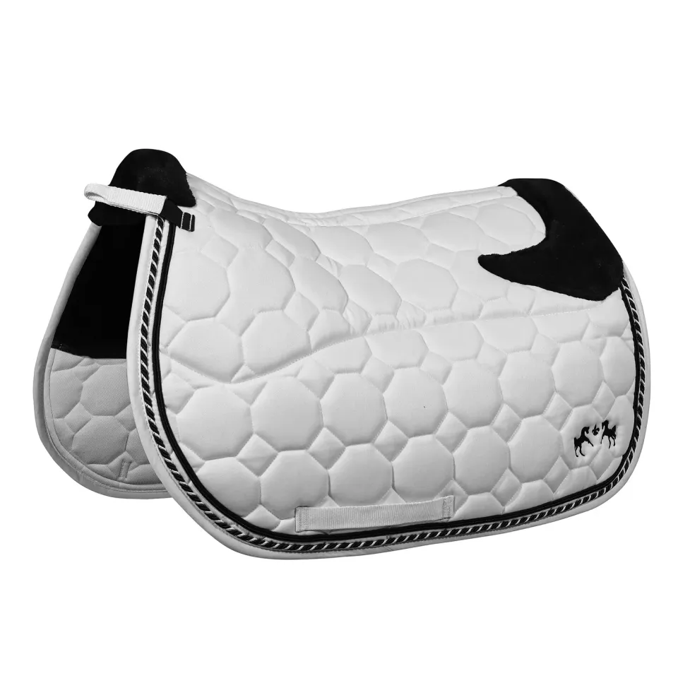 Equine Couture Luxe zadeldek wit-zwart bont STD
