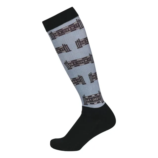 Dapplebay Slick laarssokken Get Over It Charcoal nylon