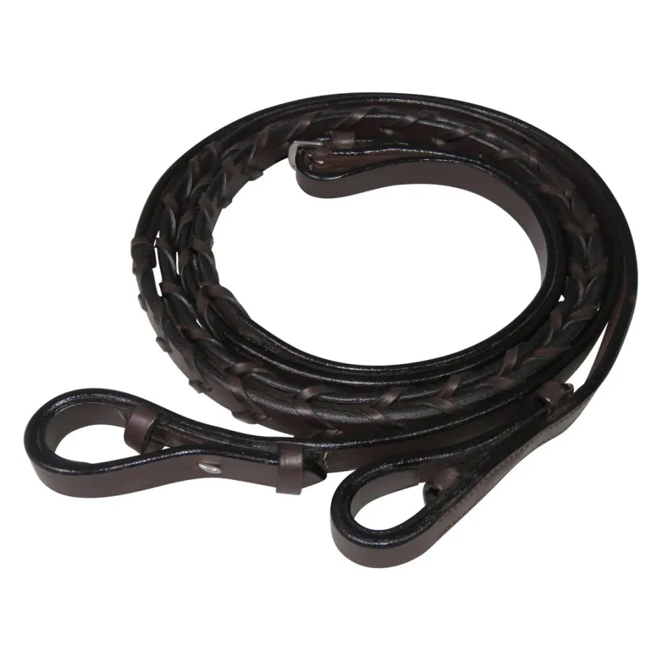 Henri de Rivel Flat Laced leren teugels havana paard