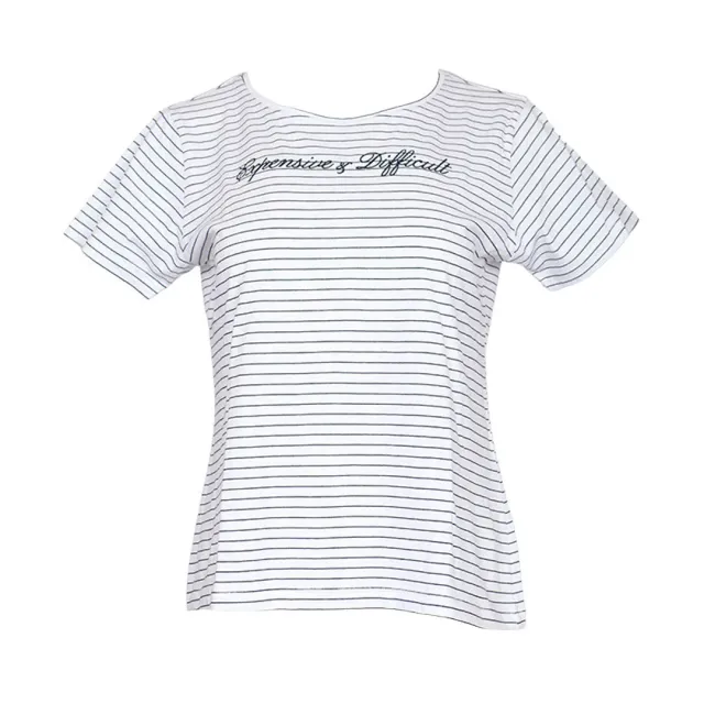 Dapplebay Expensive & Difficult T-shirt streep navy katoen