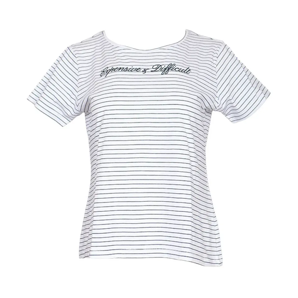 Dapplebay Expensive & Difficult T-shirt streep navy katoen