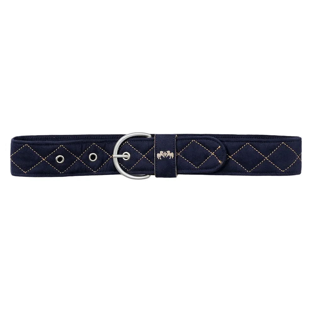 Equine Couture Diamond Quilted riem navy safari suède-look
