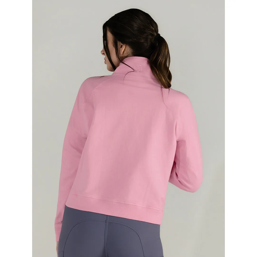 Dapplebay Crest halve zip trui ballet pink French terry