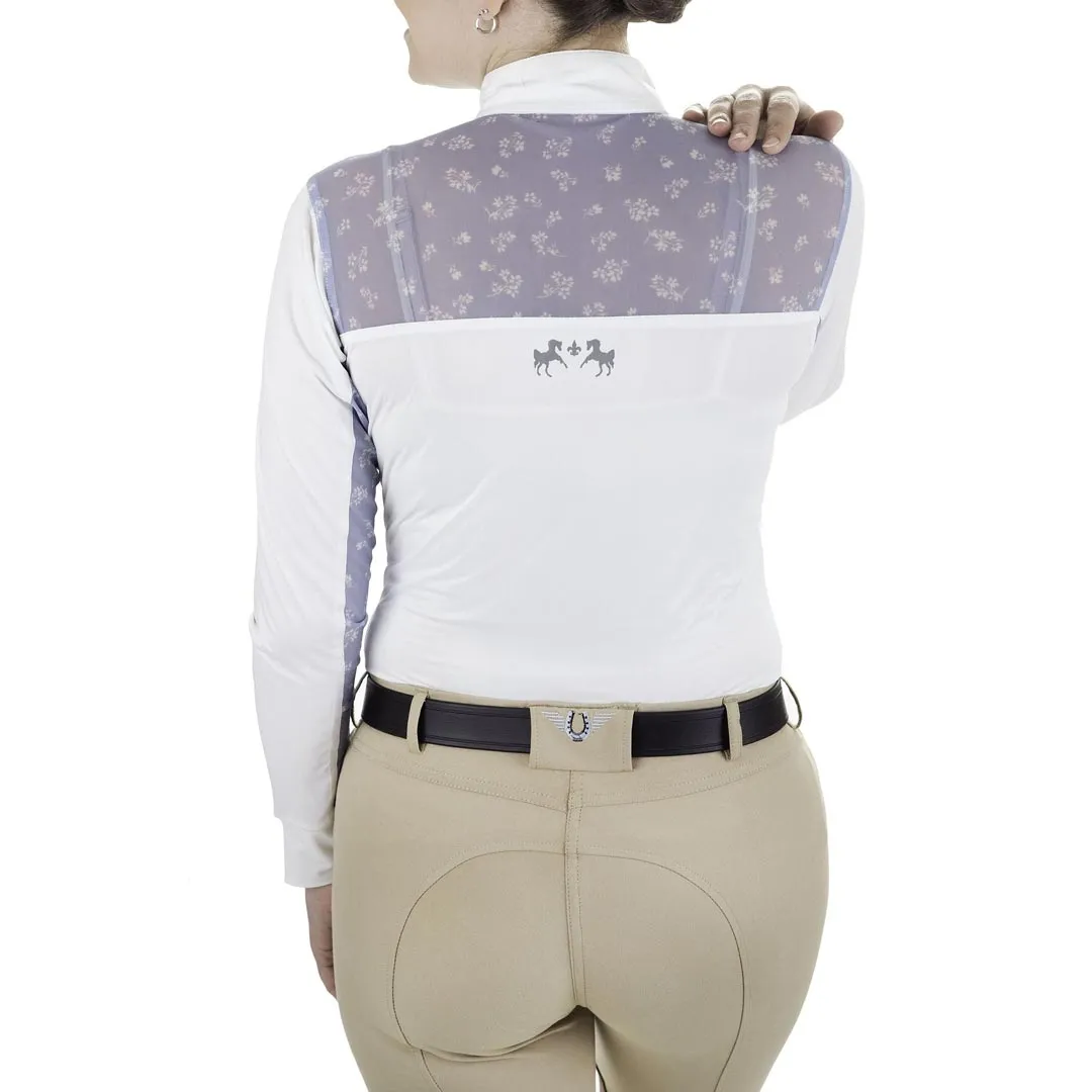 Equine Couture Nicolette showshirt lange mouw White Safari UV