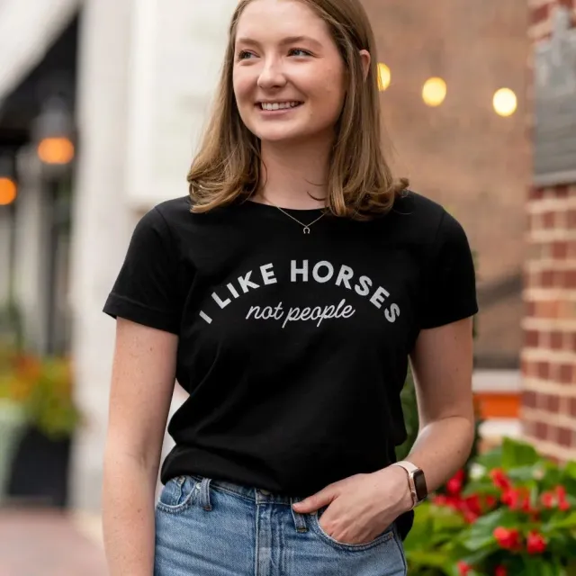 Dapplebay I Like Horses T-shirt zwart katoen XS