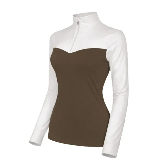 Dapplebay Lady 1/4 Zip showtop chocolate met wit