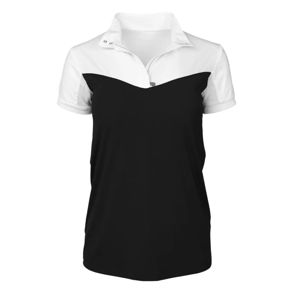 Dapplebay Lady 1/4 Zip showshirt korte mouw wit zwart