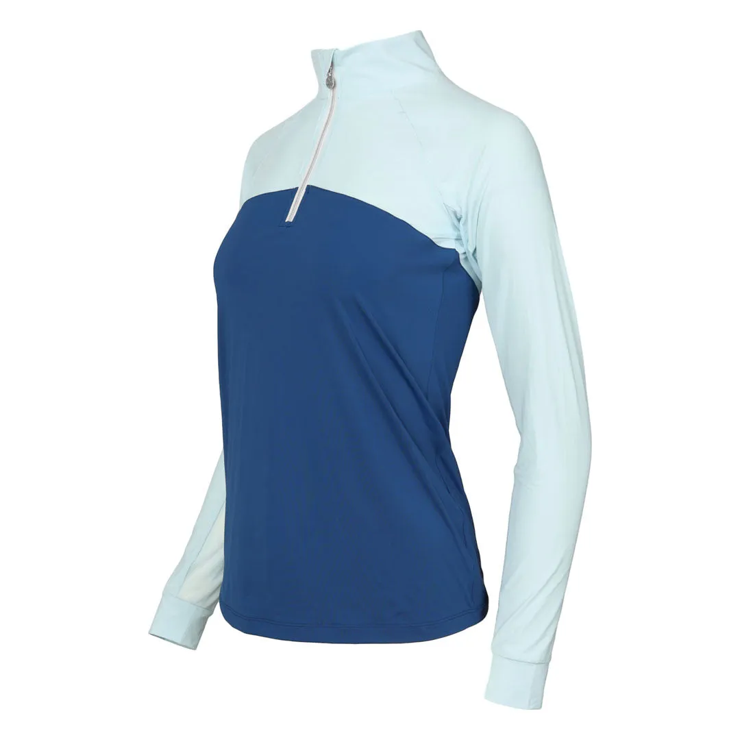 Dapplebay Lady 1/4 zip rijtop lichtblauw navy XL
