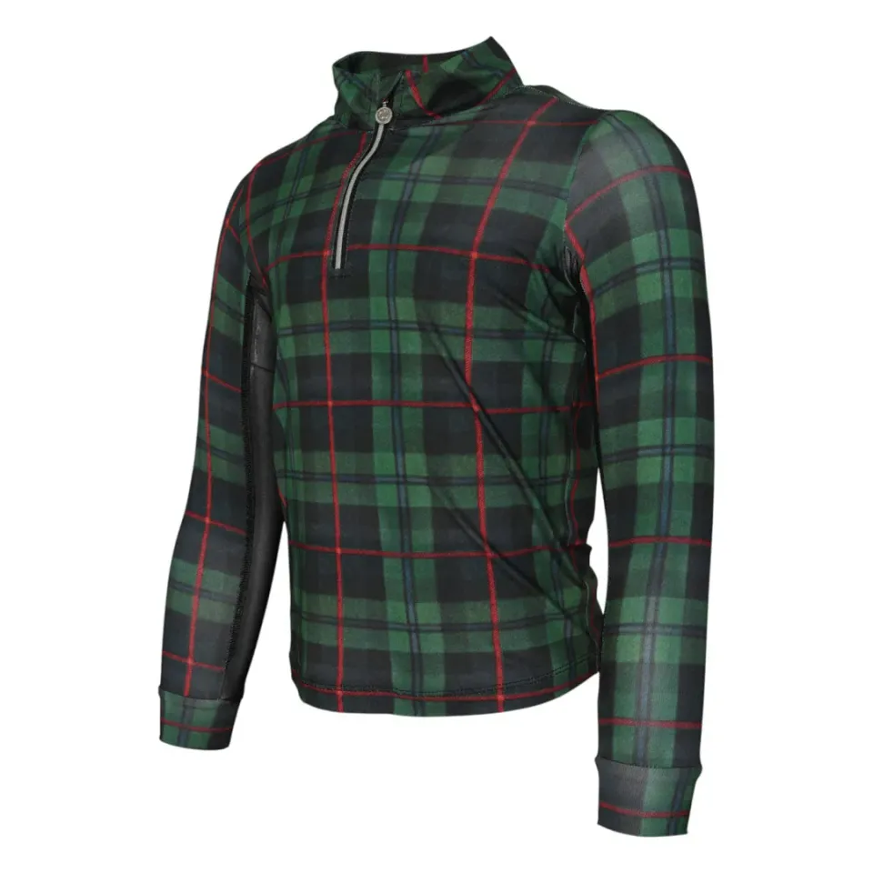 Dapplebay Holiday Plaid 1/4 Zip kinder rijshirt groen