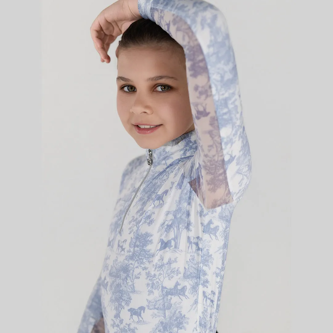 Dapplebay Equestrian Toile Moonrise rijshirt kids 1/4 rits