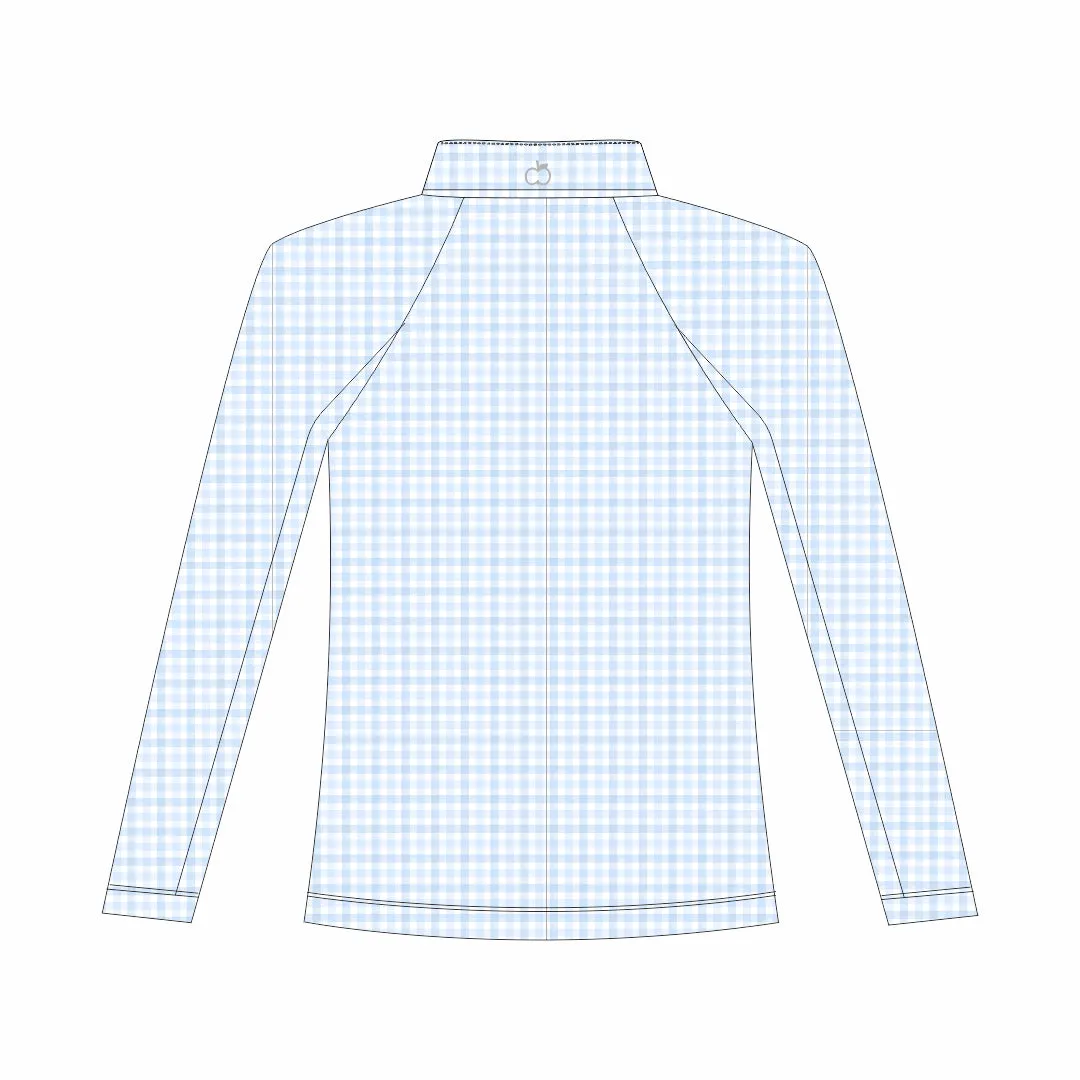 Dapplebay Blue Gingham 1/4 Zip kindershirt lange mouw blauw