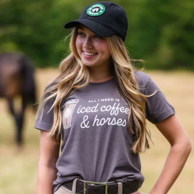 Dapplebay Iced Coffee Horses T-shirt charcoal katoen