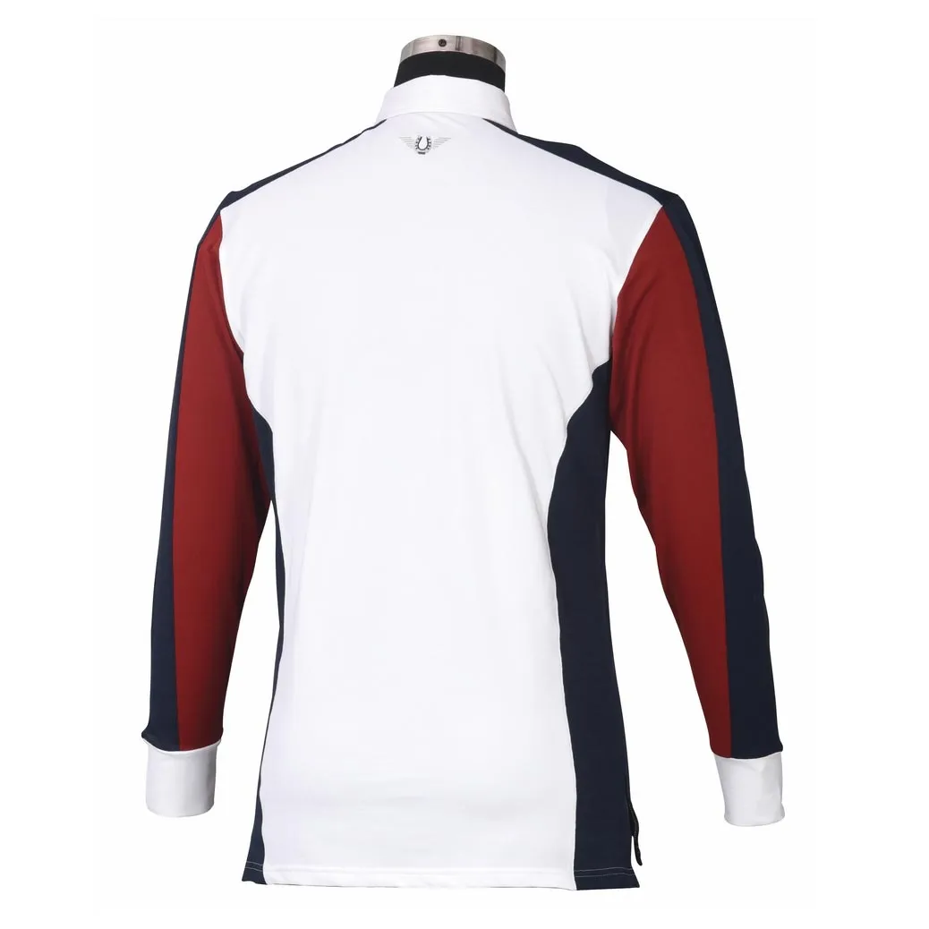 TuffRider Dennison wedstrijdshirt heren lange mouw wit navy