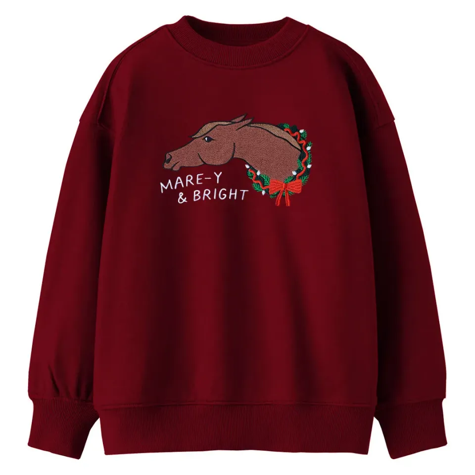 Dapplebay Mare-y & Bright Sweater Kind Rood Geborduurd
