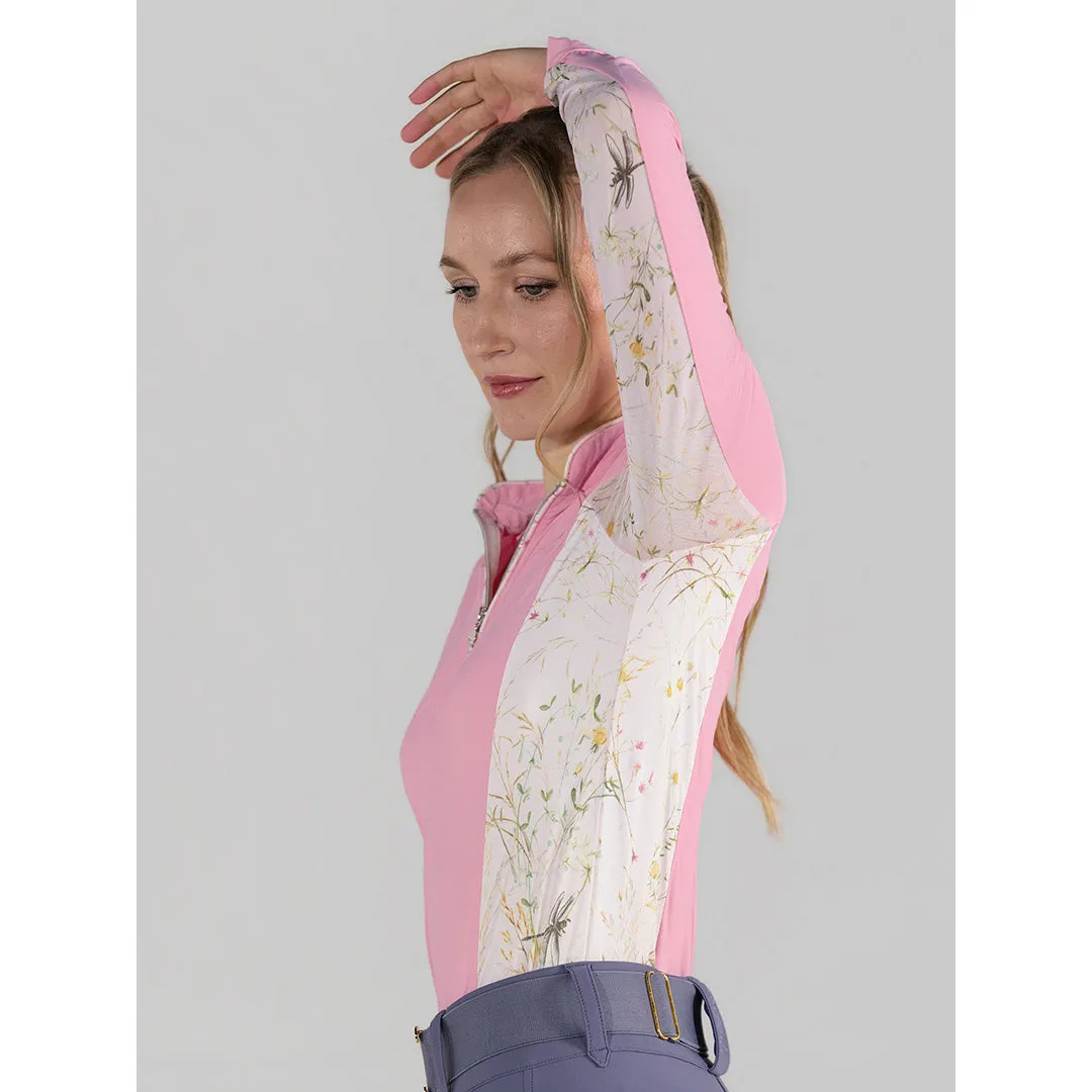 Dapplebay Grace 1/4 zip rijshirt lichtroze cooling