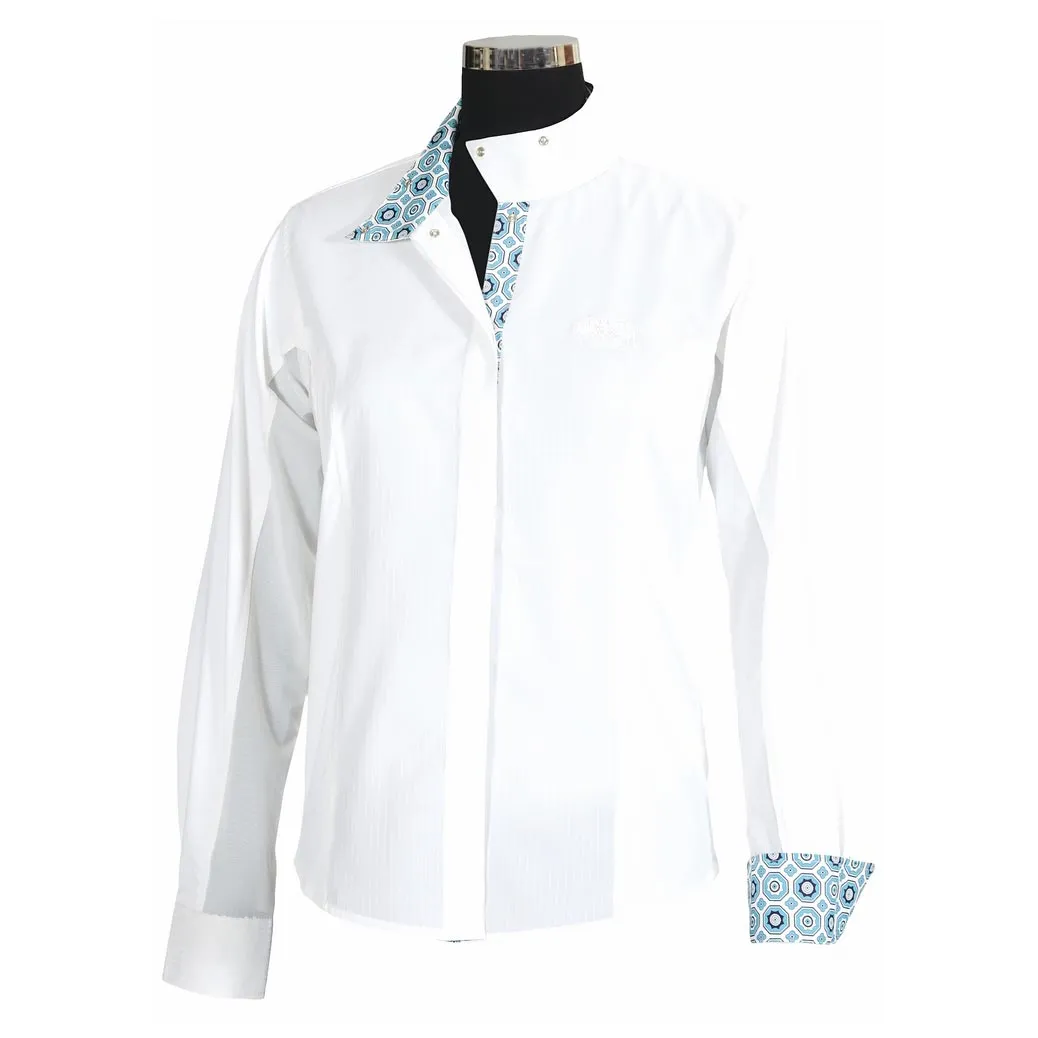 Equine Couture Kelsey showshirt kids wit pink lange mouw