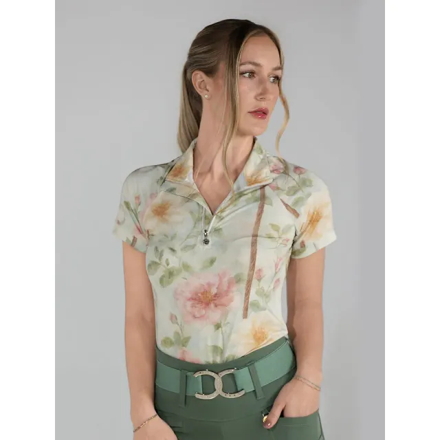 Dapplebay Vintage Floral 1/4 Zip rijshirt korte mouw