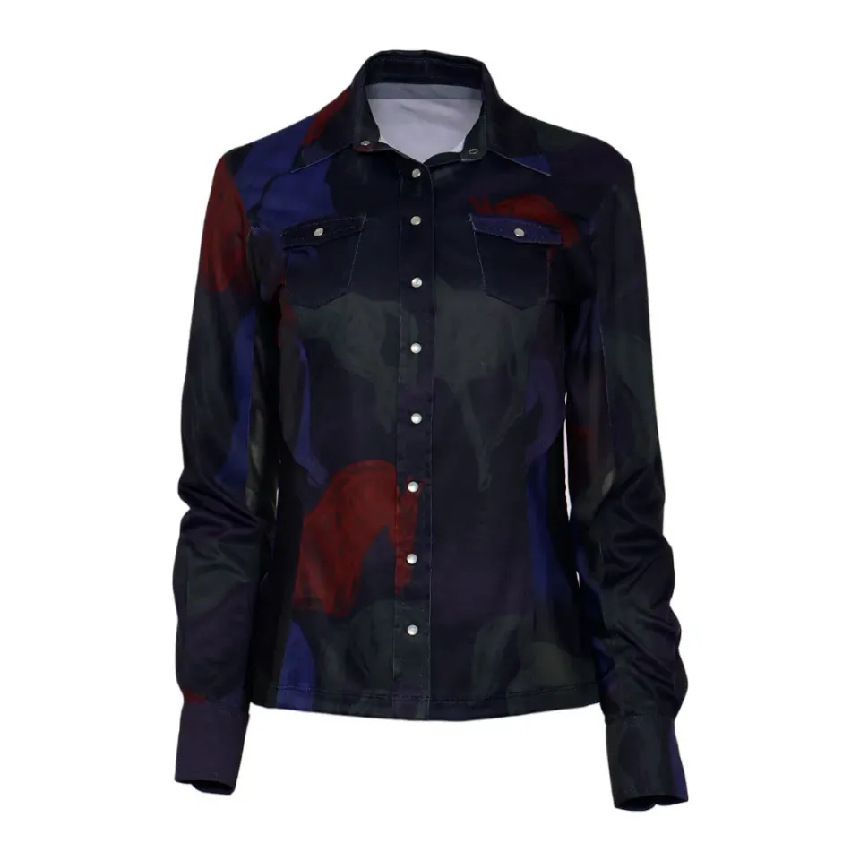 Dapplebay Abstract Horses western rijshirt Purple Dusk stretch