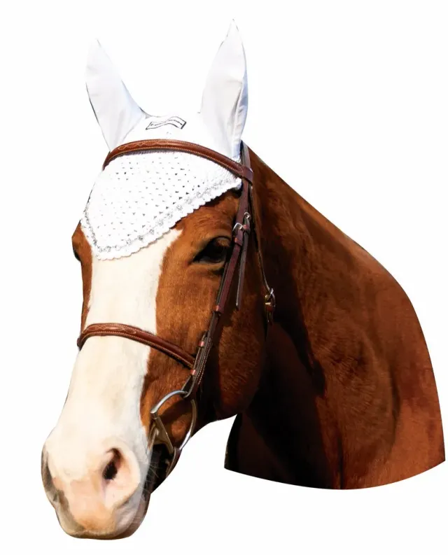 Equine Couture Fly Bonnet with Crystals vliegenmuts zwart cob met strass