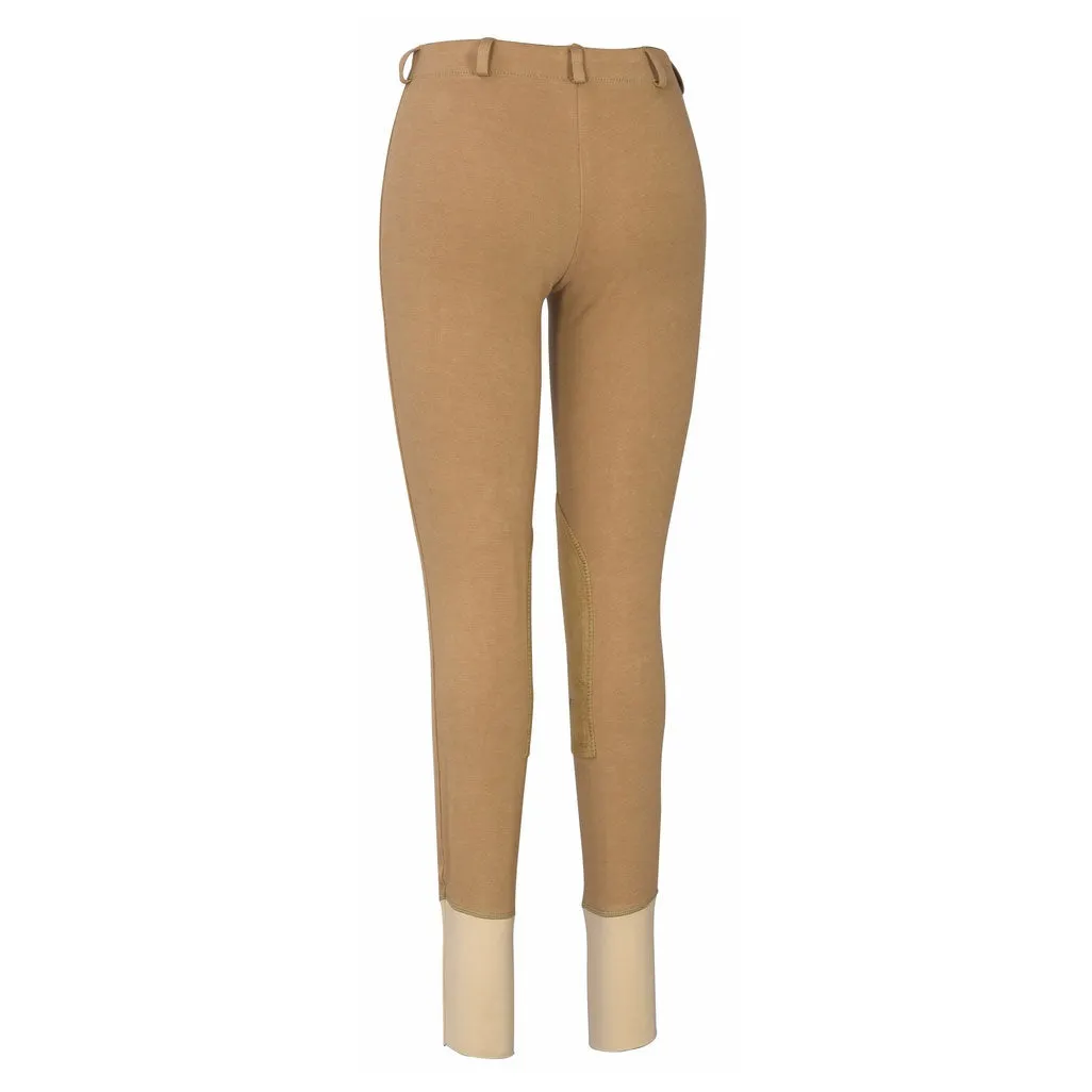 TuffRider Ladies Cotton Lowrise Pull-On Knee Patch rijbroek zwart katoen