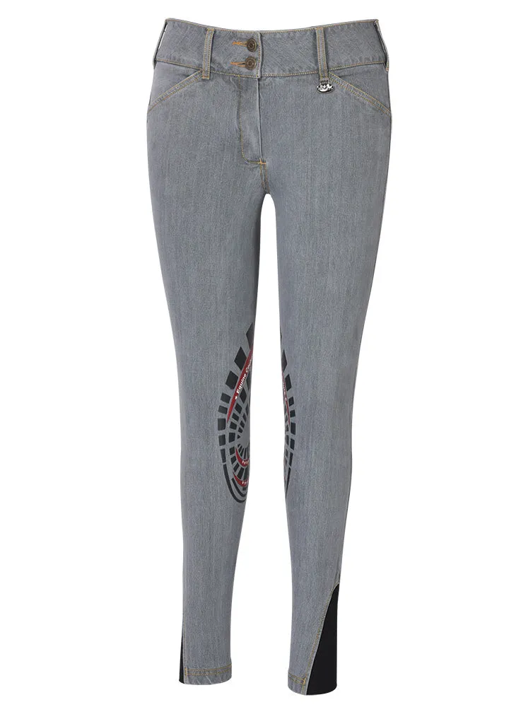 Equine Couture Calabasas rijbroek denim siliconen kniezit