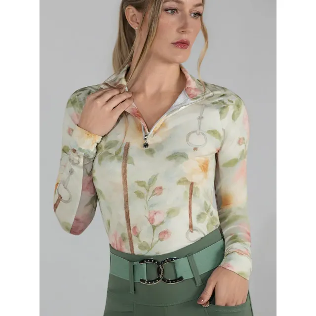 Dapplebay Vintage Floral rijshirt 1/4 zip lange mouw bloemen