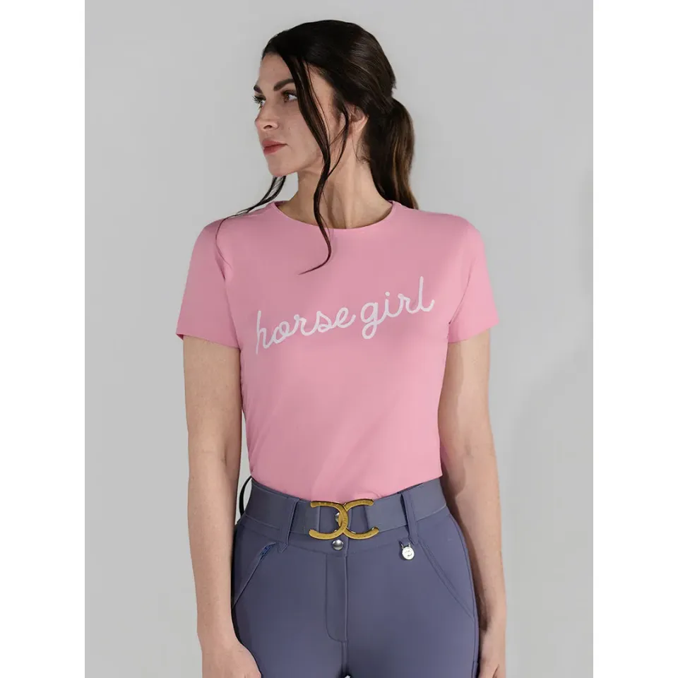 Dapplebay Horse Girl T-shirt ballet pink katoen boxy