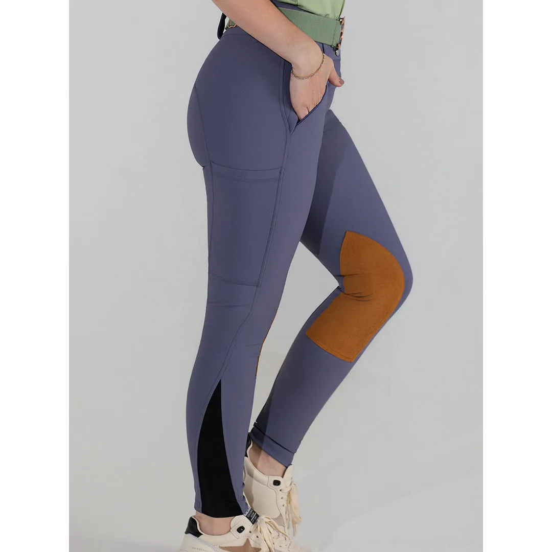 Dapplebay Sport Suede Knee Patch rijbroek paars compressie