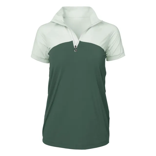 Dapplebay Lady rijshirt korte mouw licht teal 1/4 zip