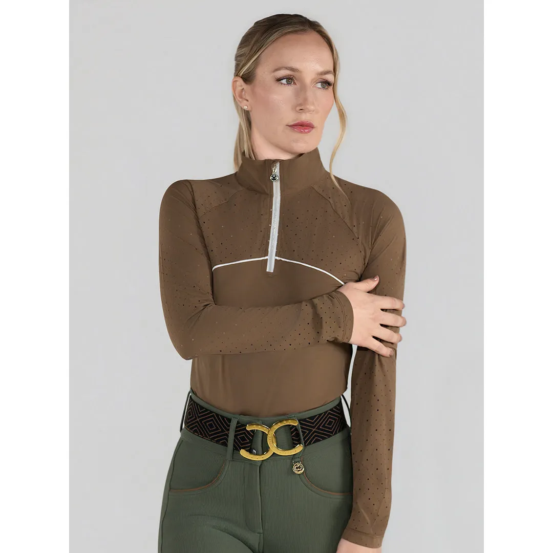 Dapplebay Lady Aircut 1/4 Zip rijtop lange mouw Ballet Pink