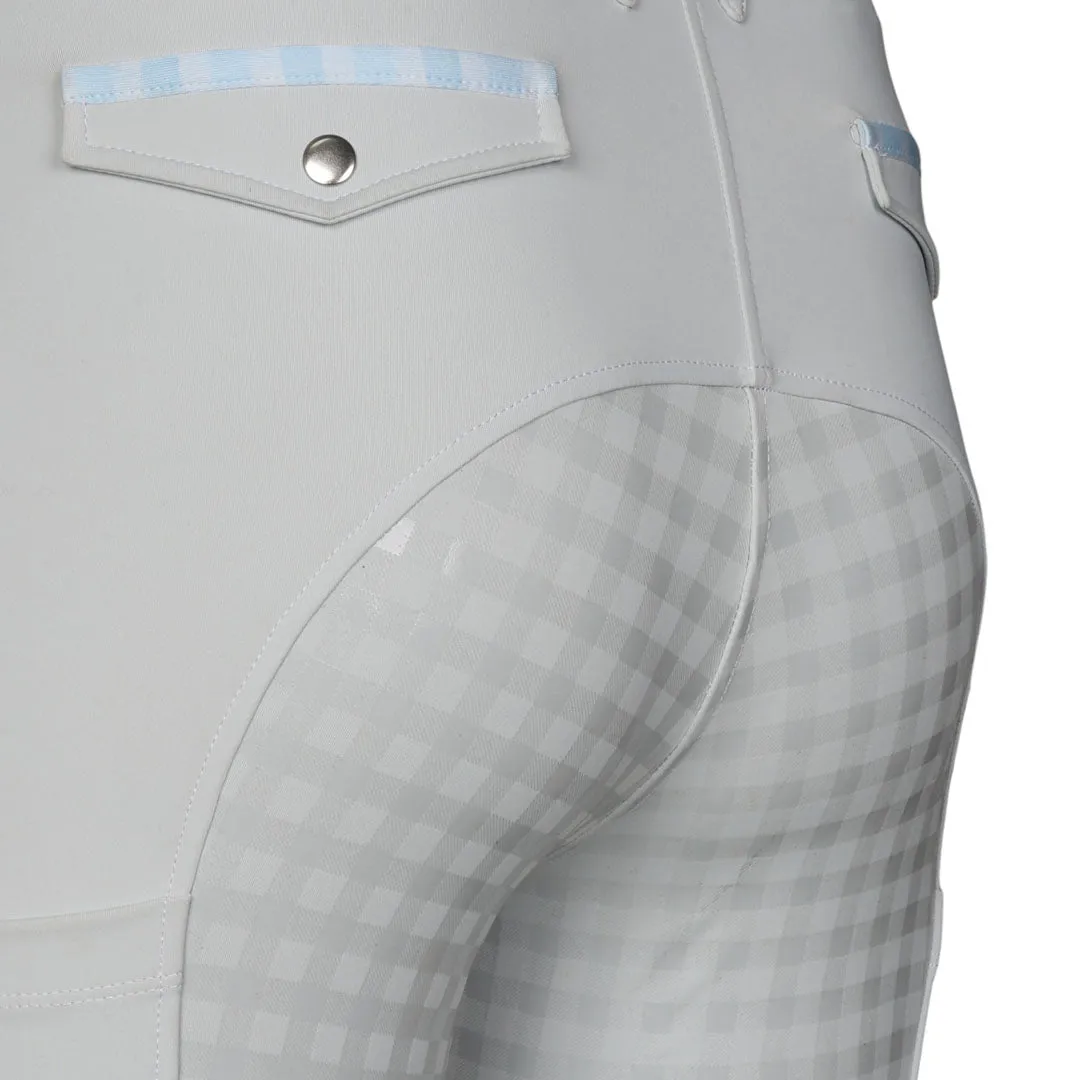 Dapplebay Gingham Compression rijbroek full seat lichtgrijs