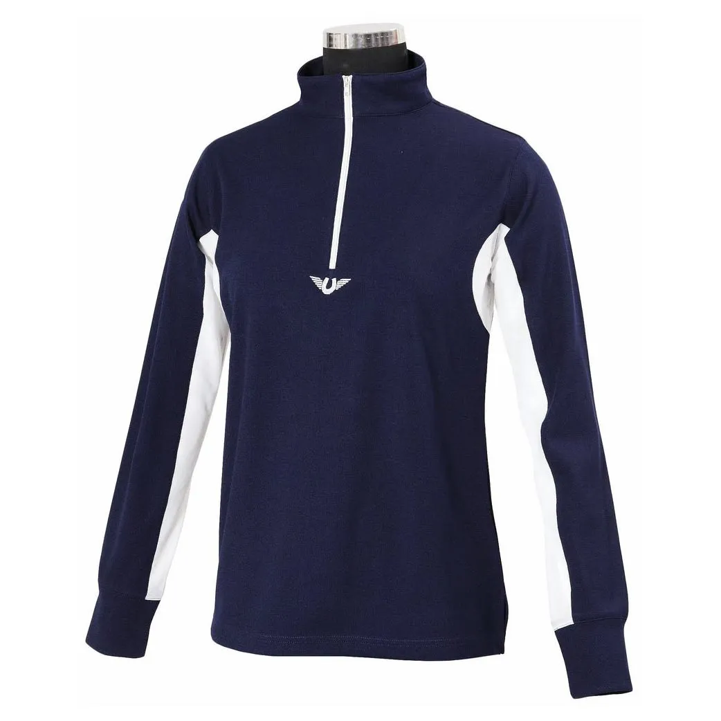TuffRider Ventilated kinder rijshirt navy S lange mouw