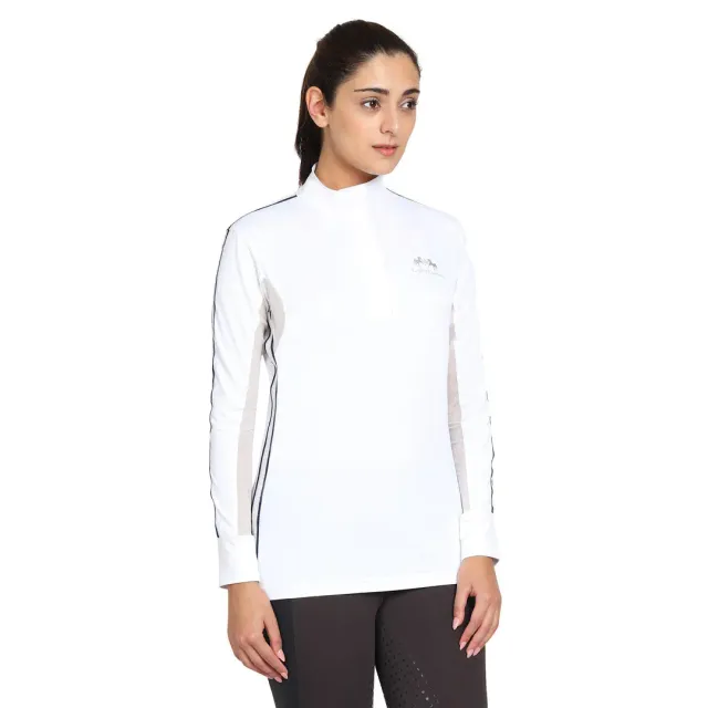 Equine Couture Eliana wedstrijdshirt dames wit mesh lange mouw