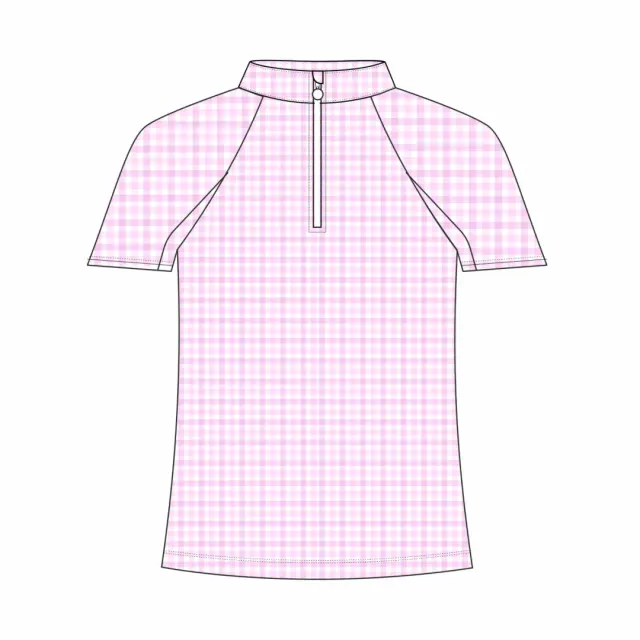 Dapplebay Kids Pink Gingham 1/4 Zip rijshirt roze