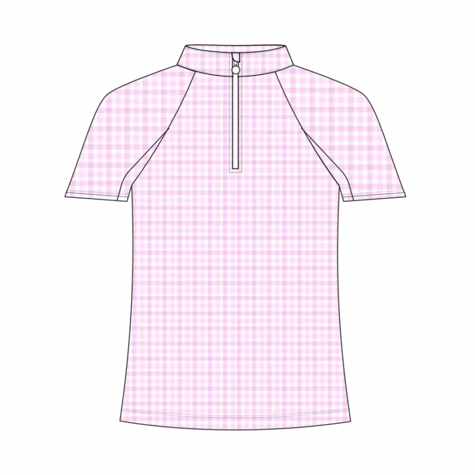 Dapplebay Kids Pink Gingham 1/4 Zip rijshirt roze