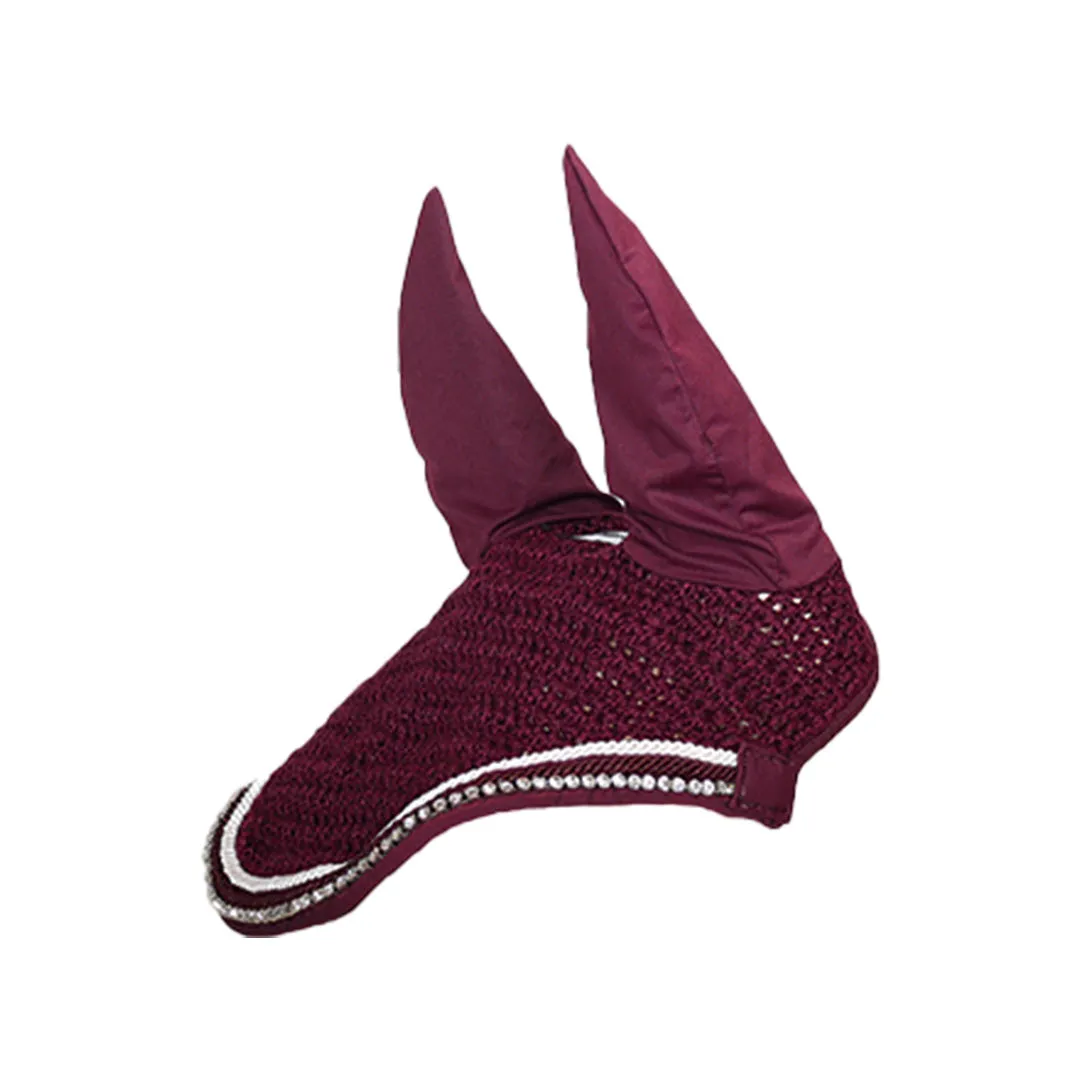 Equine Couture Rhinestone vliegenmuts zwart katoen Cob