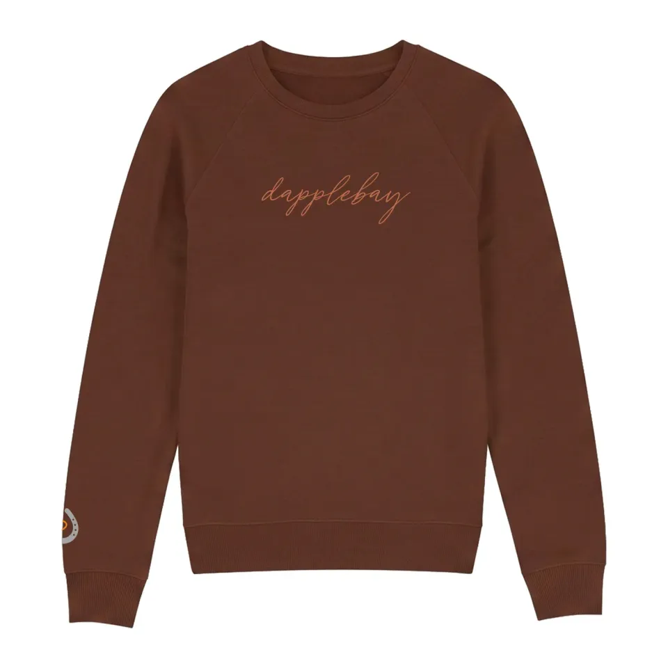 Dapplebay Horse Girl Fall sweater Brick zacht geborduurd