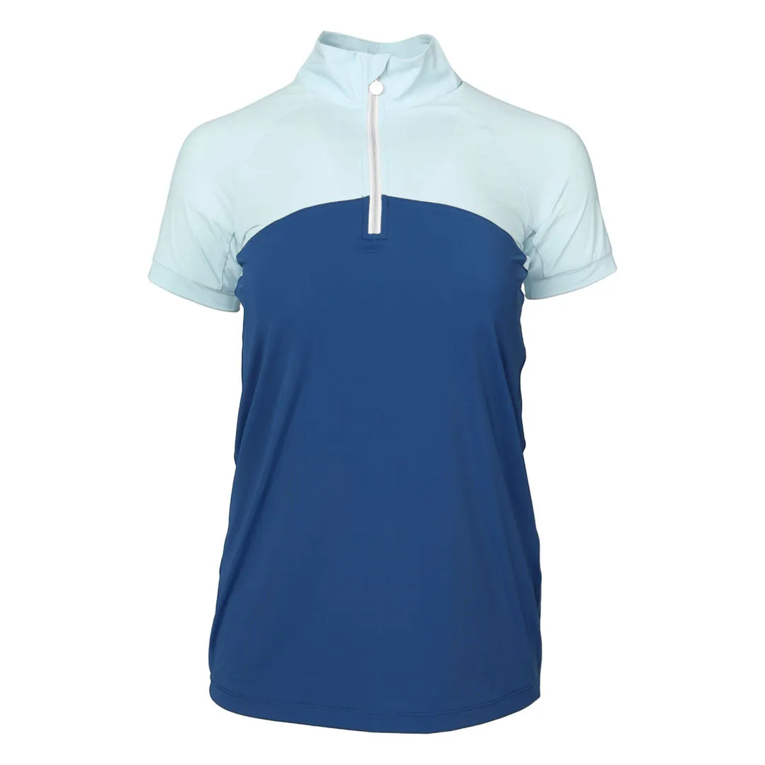 Dapplebay Lady 1/4 Zip rijshirt lichtblauw korte mouw