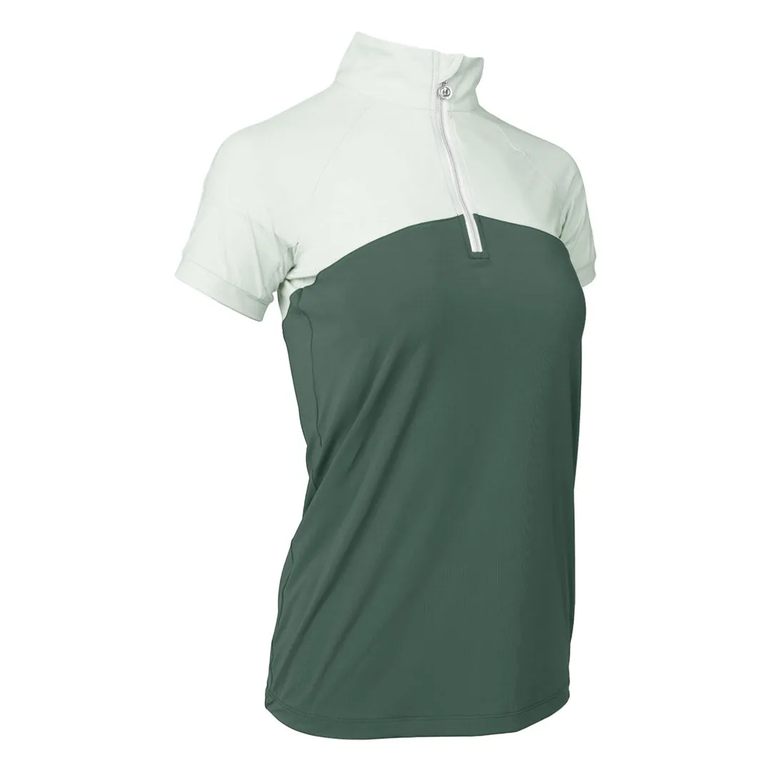 Dapplebay Lady rijshirt korte mouw licht teal 1/4 zip