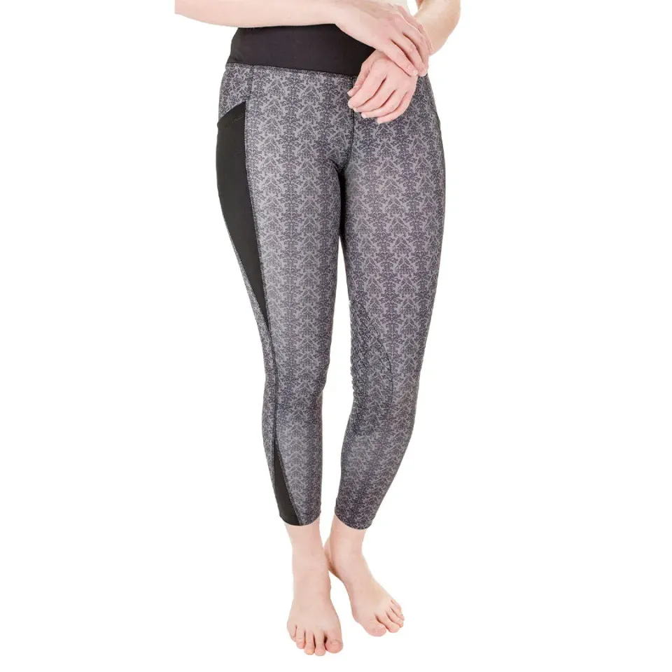 TuffRider Minerva Damask rijlegging zwart grijs silicone