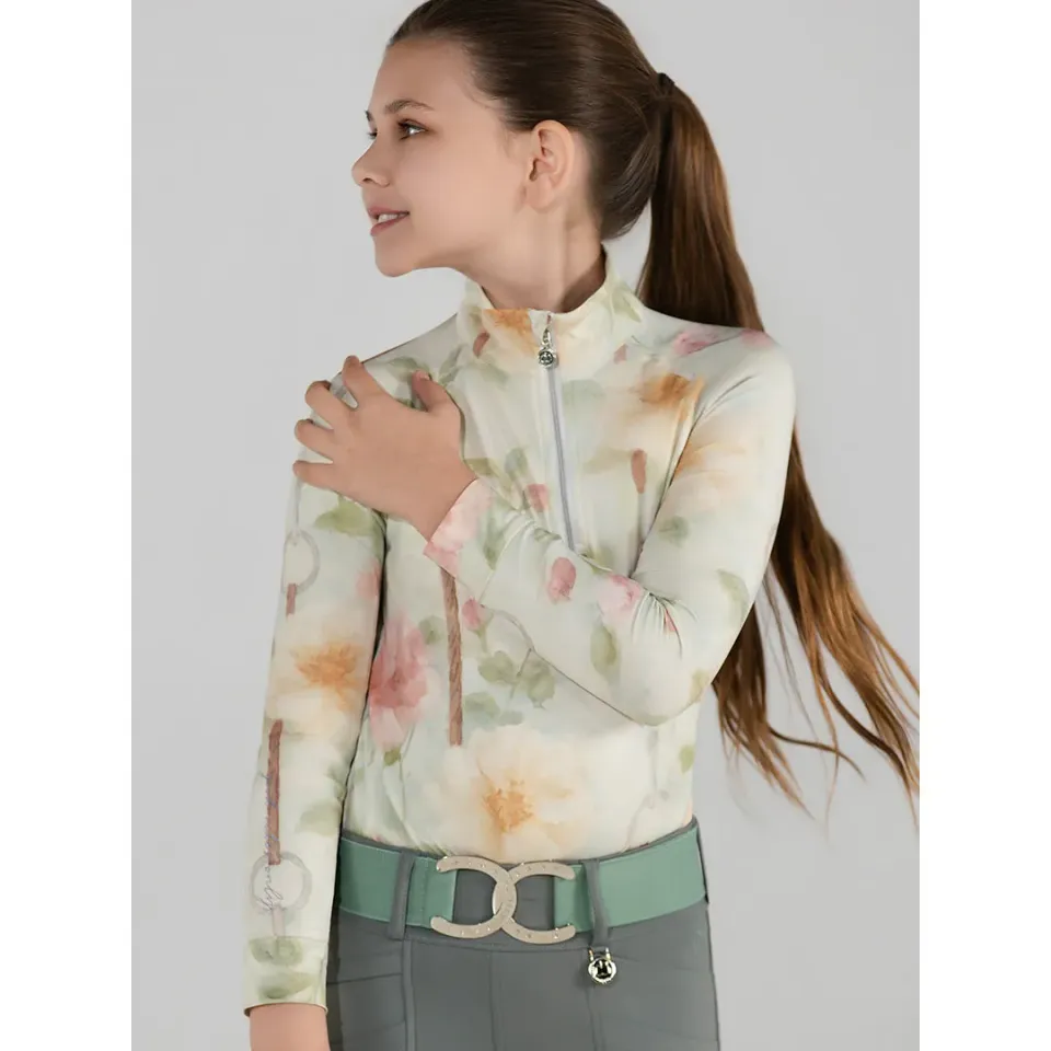 Dapplebay Vintage Floral rijshirt kind 1/4 rits licht