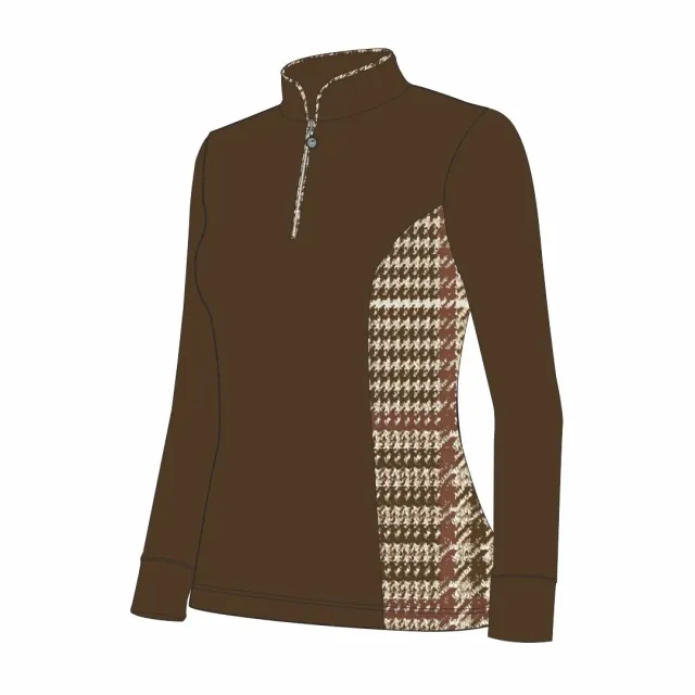 Dapplebay Grace 1/4 Zip rijshirt chocolade lange mouw