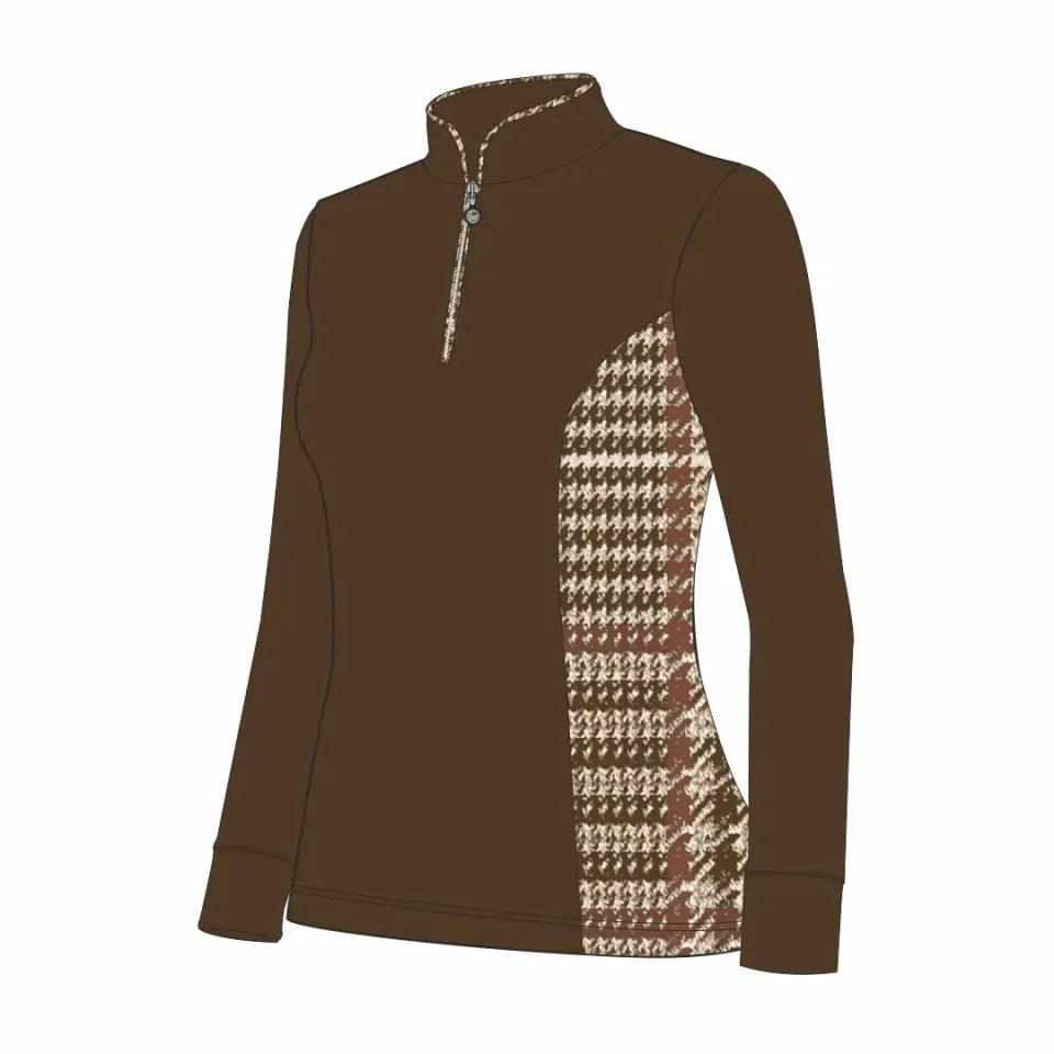 Dapplebay Grace 1/4 Zip rijshirt chocolade lange mouw