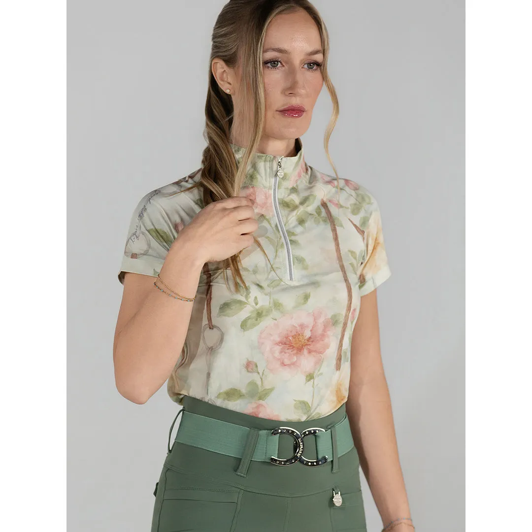 Dapplebay Vintage Floral 1/4 Zip rijshirt korte mouw